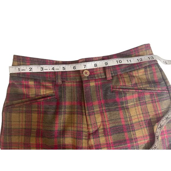 ANTHROPOLOGIE The Essential Trouser Gray Pink Beige Plaid Low Rise Size 0 - Picture 5 of 8